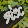 Cargar imagen en el visor de la galería, Custom Baguette Diamond Cursive Font Pendant | - The Icetruck