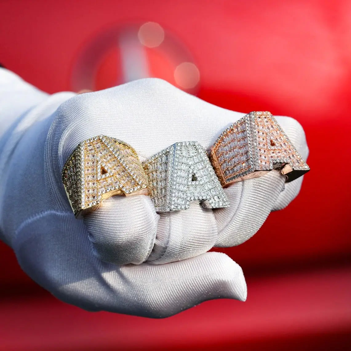 Custom Baguette Diamond Initial Ring | - The Icetruck