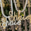 Load image into Gallery viewer, Iced Out Custom Diamond Cursive Font Pendant in white gold from The Icetruck