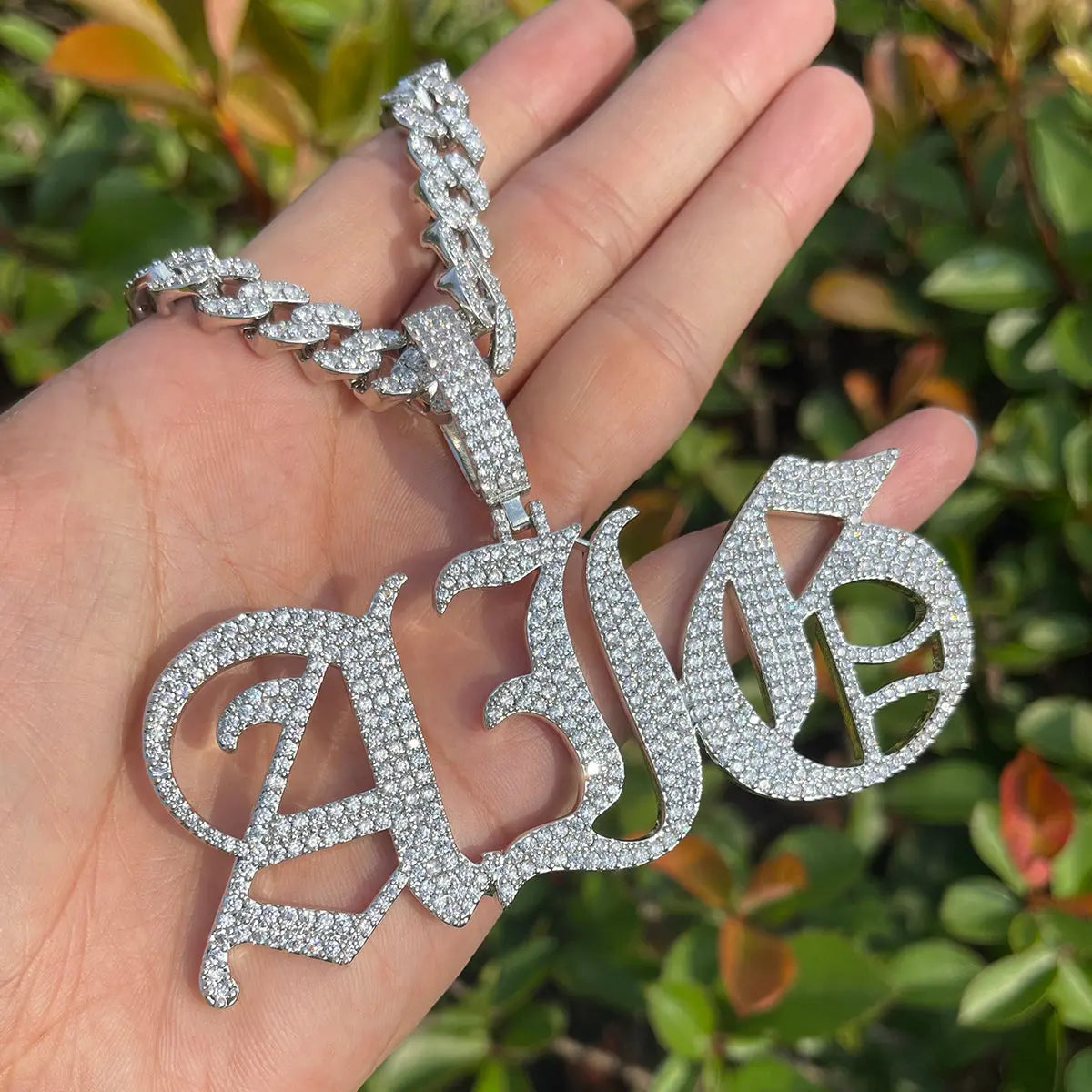 Custom Iced Old English Font Pendant   The Icetruck