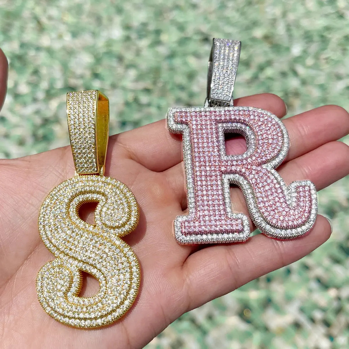 Custom Iced Out Retro Initial Pendant   The Icetruck