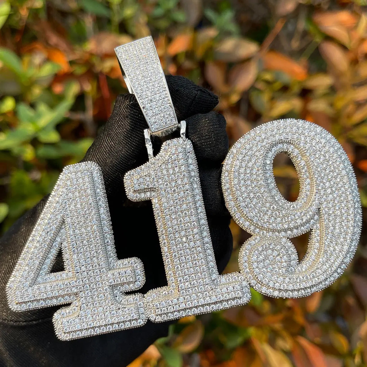 Custom Iced Out Retro Number Pendant | 1-Letter / 14k White Gold Plated - The Icetruck
