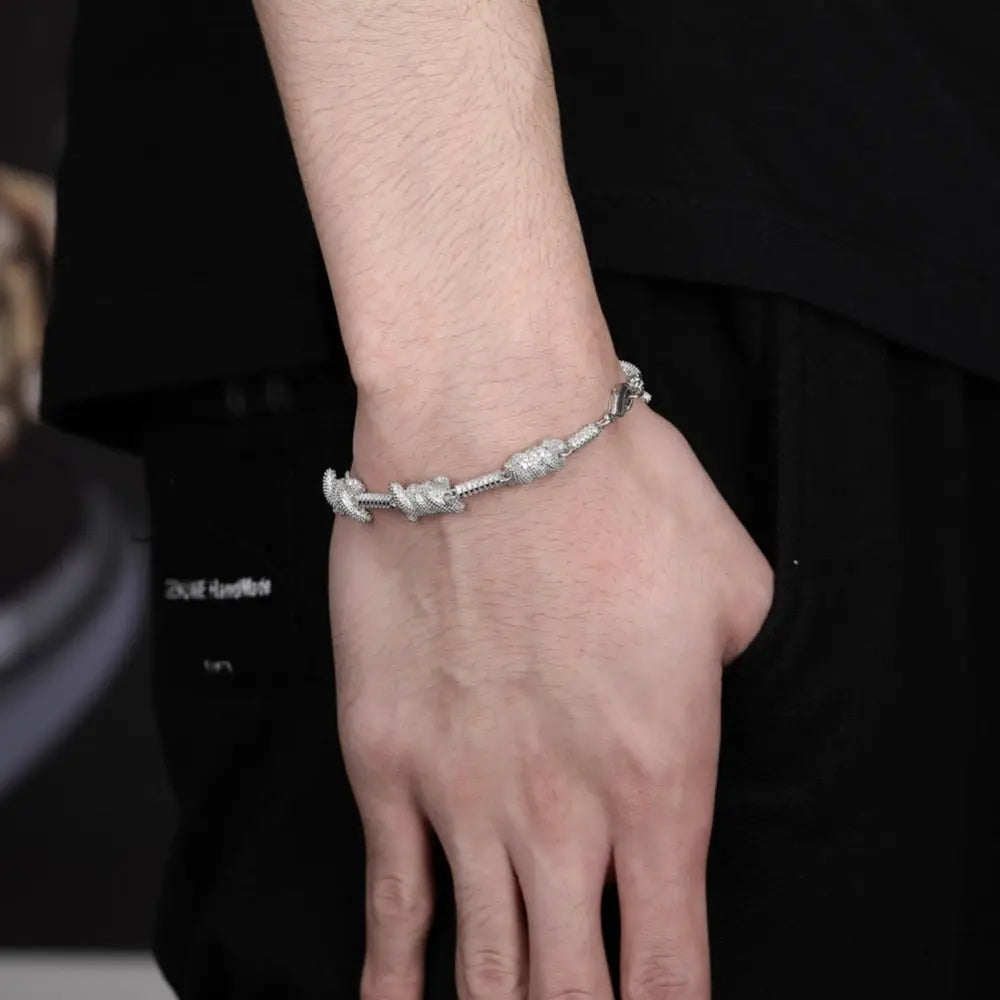 Diamond Barb Wire Bracelet in White Gold | - The Icetruck
