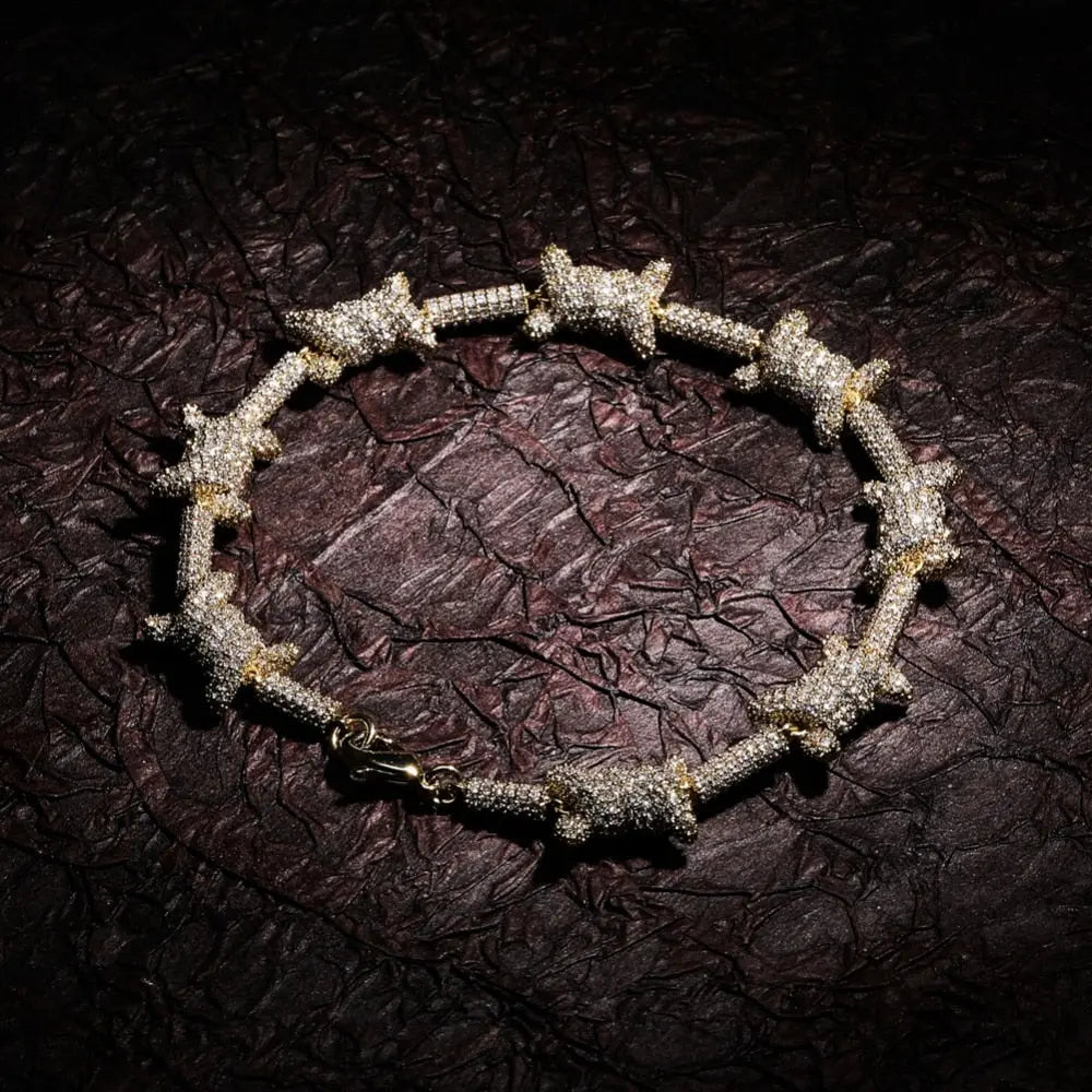 Diamond Barb Wire Bracelet in Yellow Gold | - The Icetruck