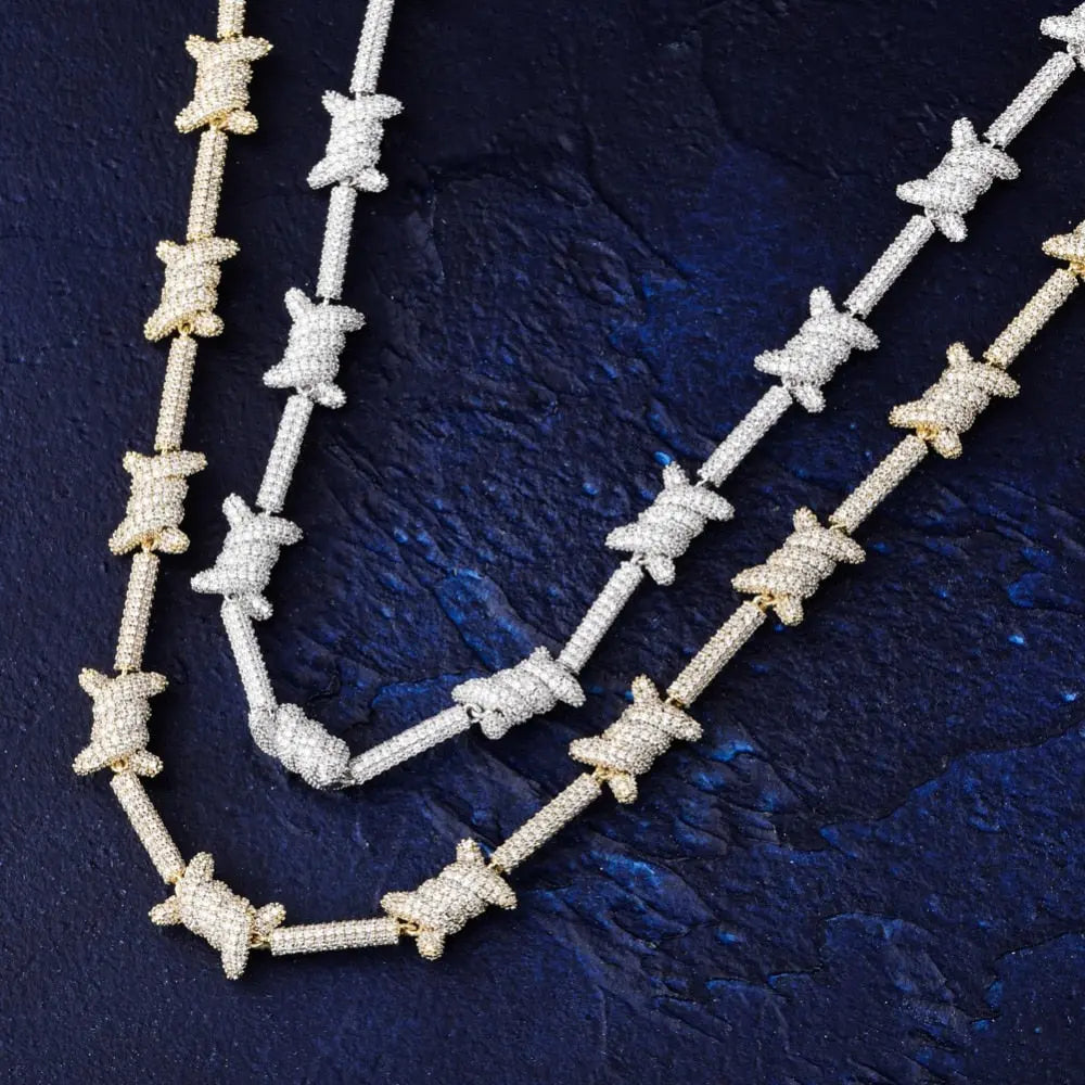 Diamond Barb Wire Necklace in White Gold | - The Icetruck