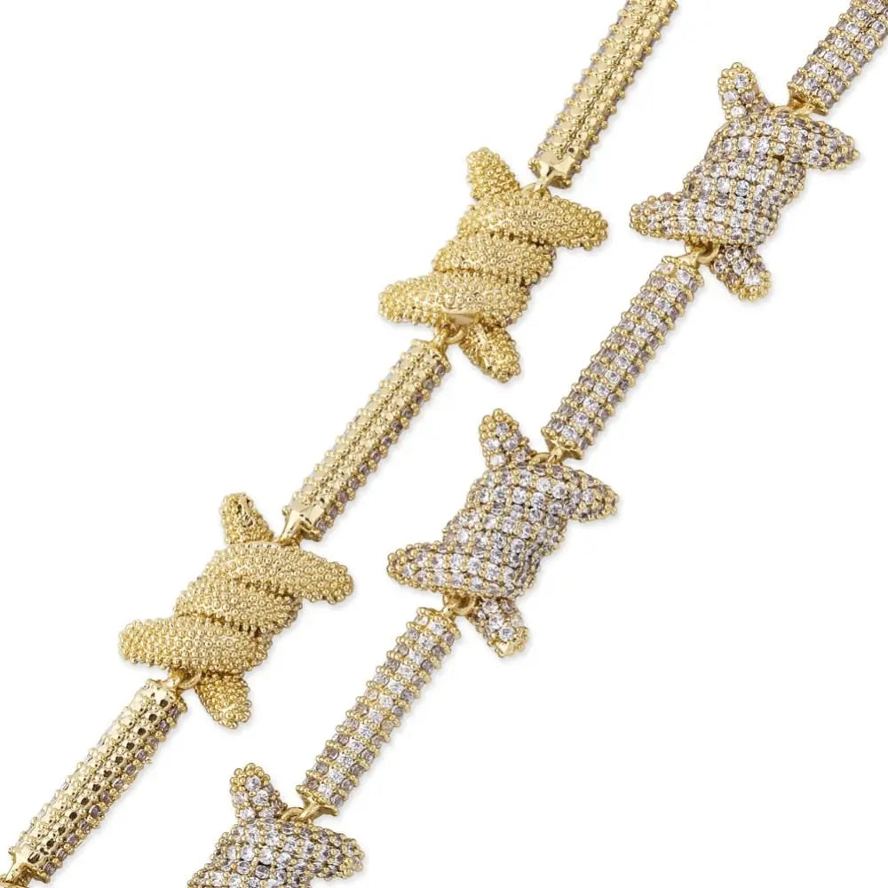 Diamond Barb Wire Necklace in Yellow Gold | - The Icetruck