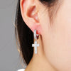 Diamond Cross Hoop Earrings in White Gold | - The Icetruck