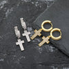 Charger l&#39;image dans la galerie, Diamond Cross Hoop Earrings in Yellow Gold | - The Icetruck
