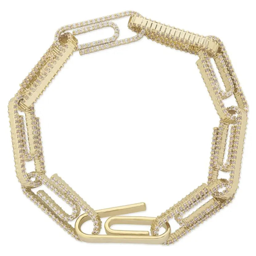 Diamond Paperclip Bracelet in Yellow Gold 820.3cm  The Icetruck