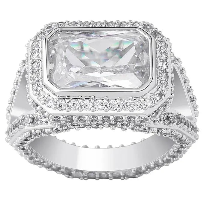 Emerald Cut Diamond Band Ring in White Gold 959mm14kWhiteGoldPlated  The Icetruck