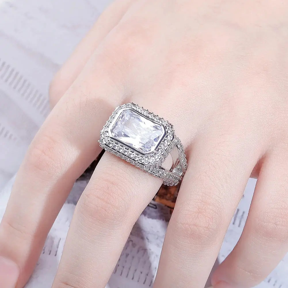Emerald Cut Diamond Band Ring in White Gold - Ice Truck Jewelry