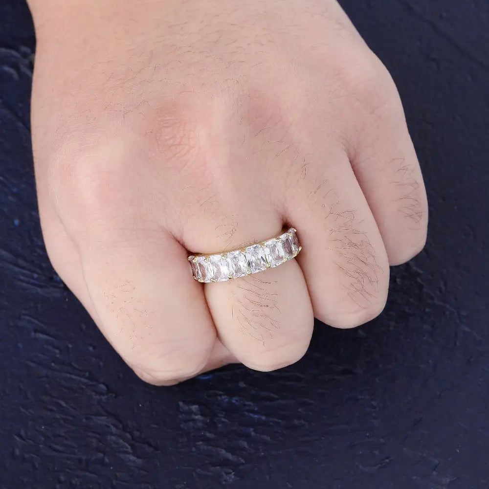 Iced Baguette Ring in Yellow Gold   The Icetruck