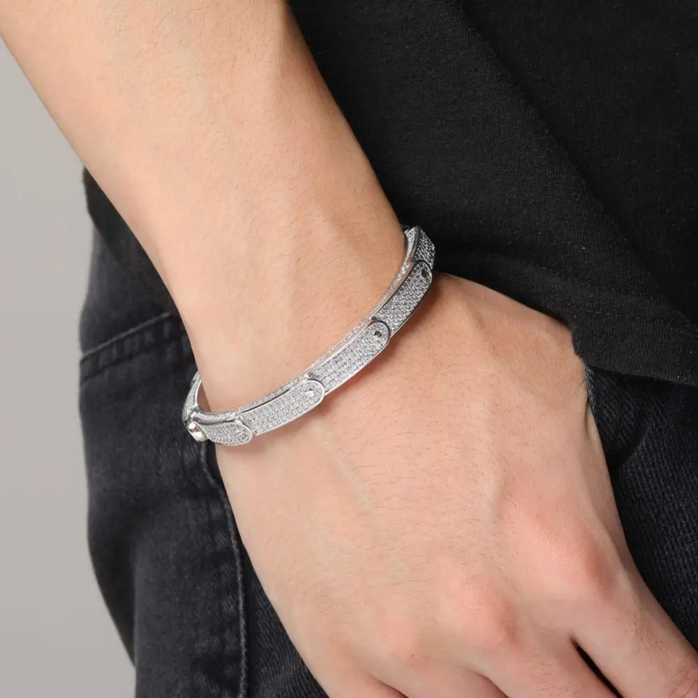 Iced Band Bracelet in White Gold | - The Icetruck