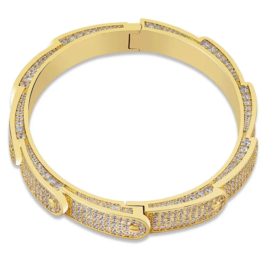 Iced Band Bracelet in Yellow Gold   The Icetruck
