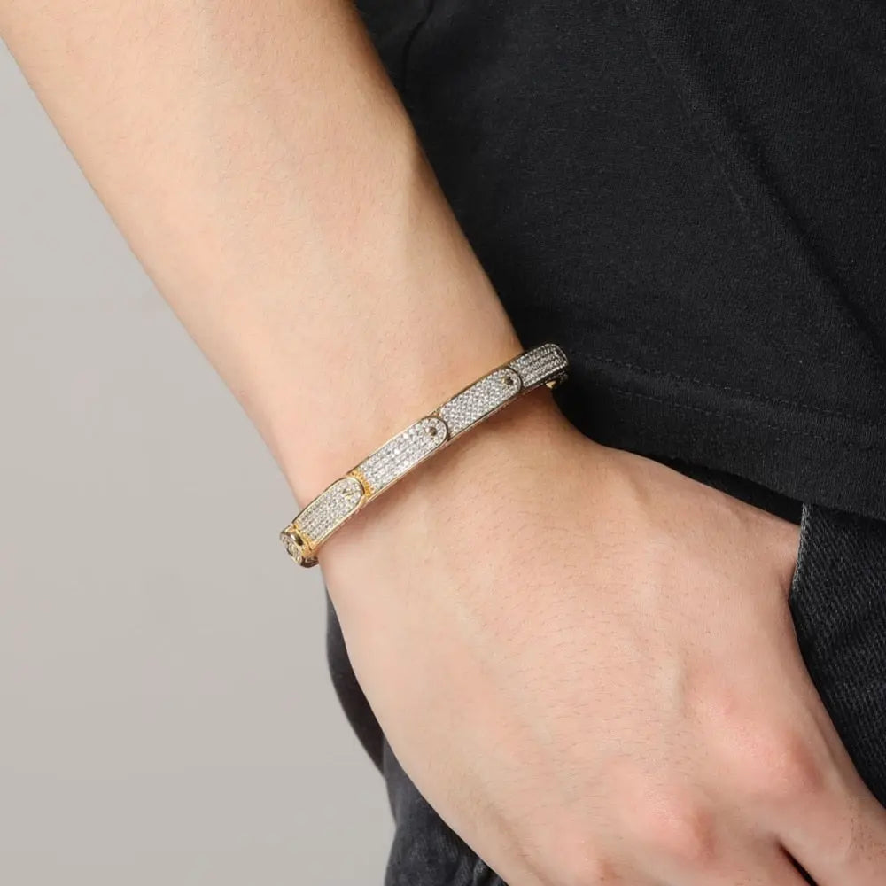 Iced Band Bracelet in Yellow Gold | - The Icetruck