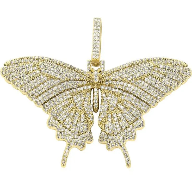 Iced Butterfly Pendant | 18k Yellow Gold Plated - The Icetruck