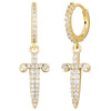 Iced Dagger Hoop Earrings in Yellow Gold   The Icetruck