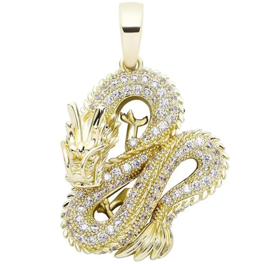 Iced Dragon Pendant 18kYellowGoldPlated  The Icetruck