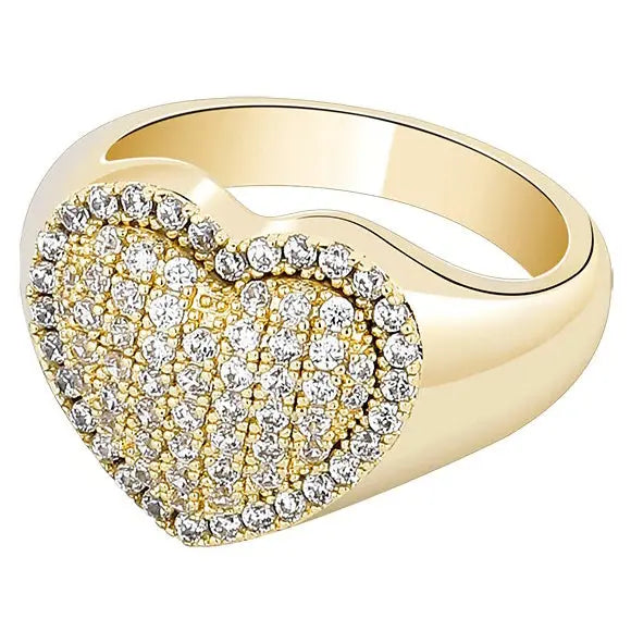Iced Heart Ring in Yellow Gold 1062mmGoldVermeilmadetoorder  The Icetruck