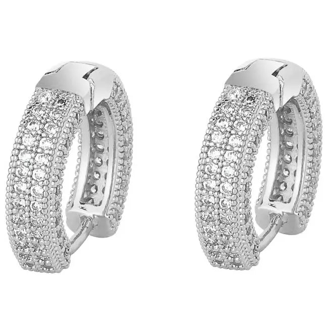 Iced Hoop Earrings in White Gold   The Icetruck
