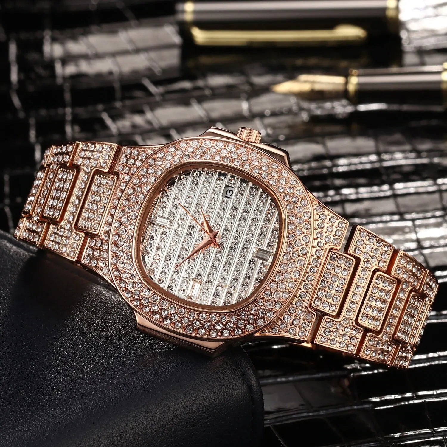 Iced Nautilus Watch in Rose Gold | - The Icetruck