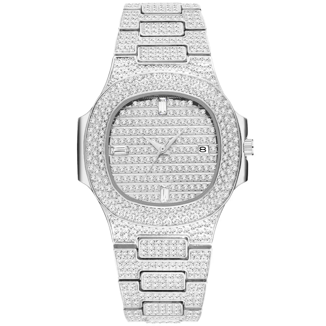 Iced Nautilus Watch in White Gold   The Icetruck
