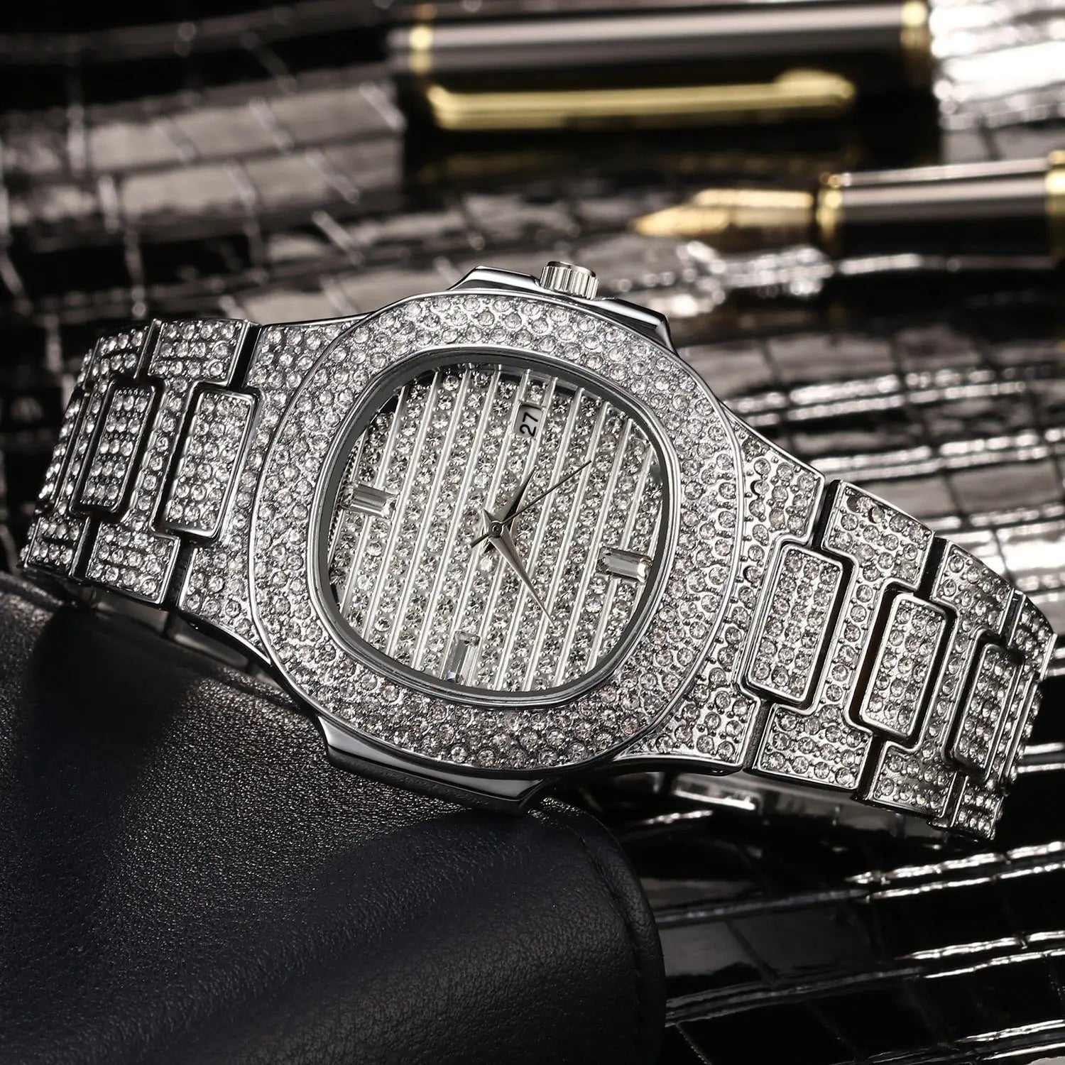 Iced Nautilus Watch in White Gold | - The Icetruck