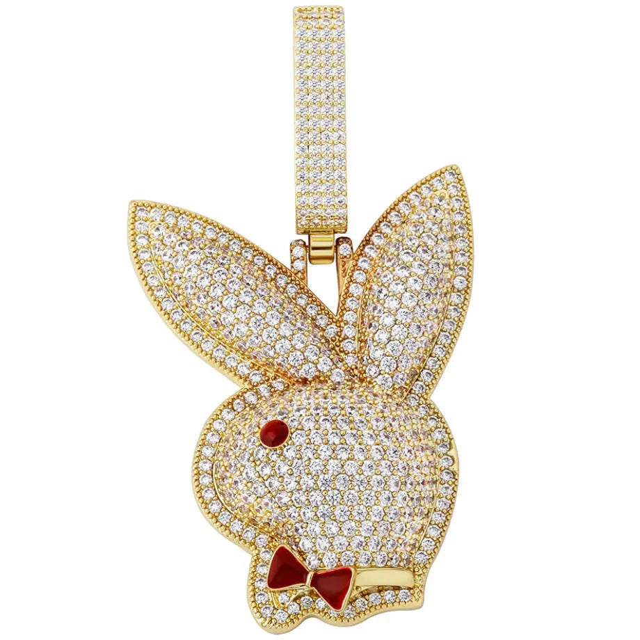 Iced Out Bunny Pendant 18kYellowGoldPlated  The Icetruck