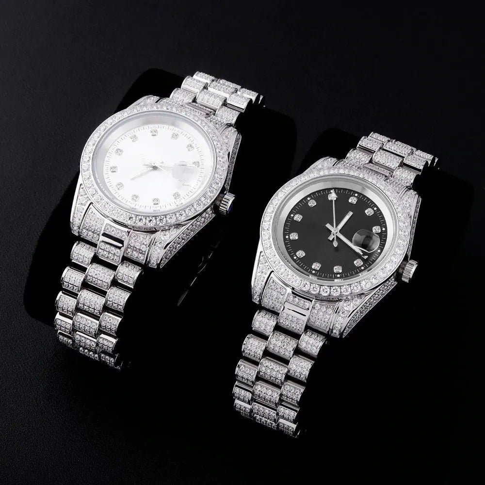 Iced Presidential Watch w/ Black Dial in White Gold | - The Icetruck
