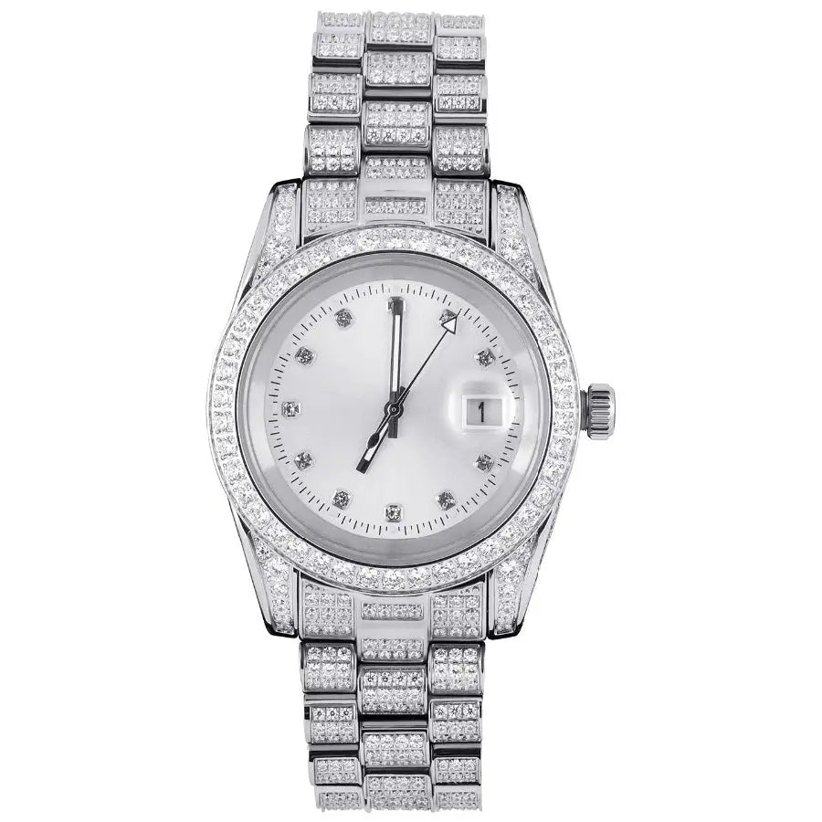 Iced Presidential Watch w/ White Dial in White Gold   The Icetruck
