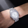 Carica l&#39;immagine nel visualizzatore di Gallery, Iced Presidential Watch w/ White Dial in White Gold | - The Icetruck