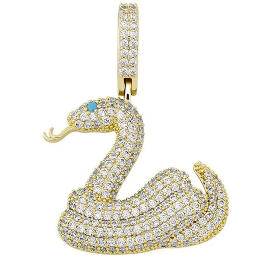 Iced Snake Pendant 18kYellowGoldPlated  The Icetruck