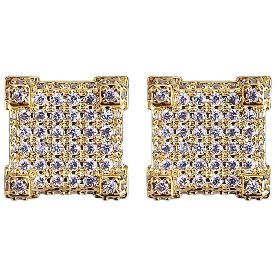 Iced Stud Earrings in Yellow Gold   The Icetruck