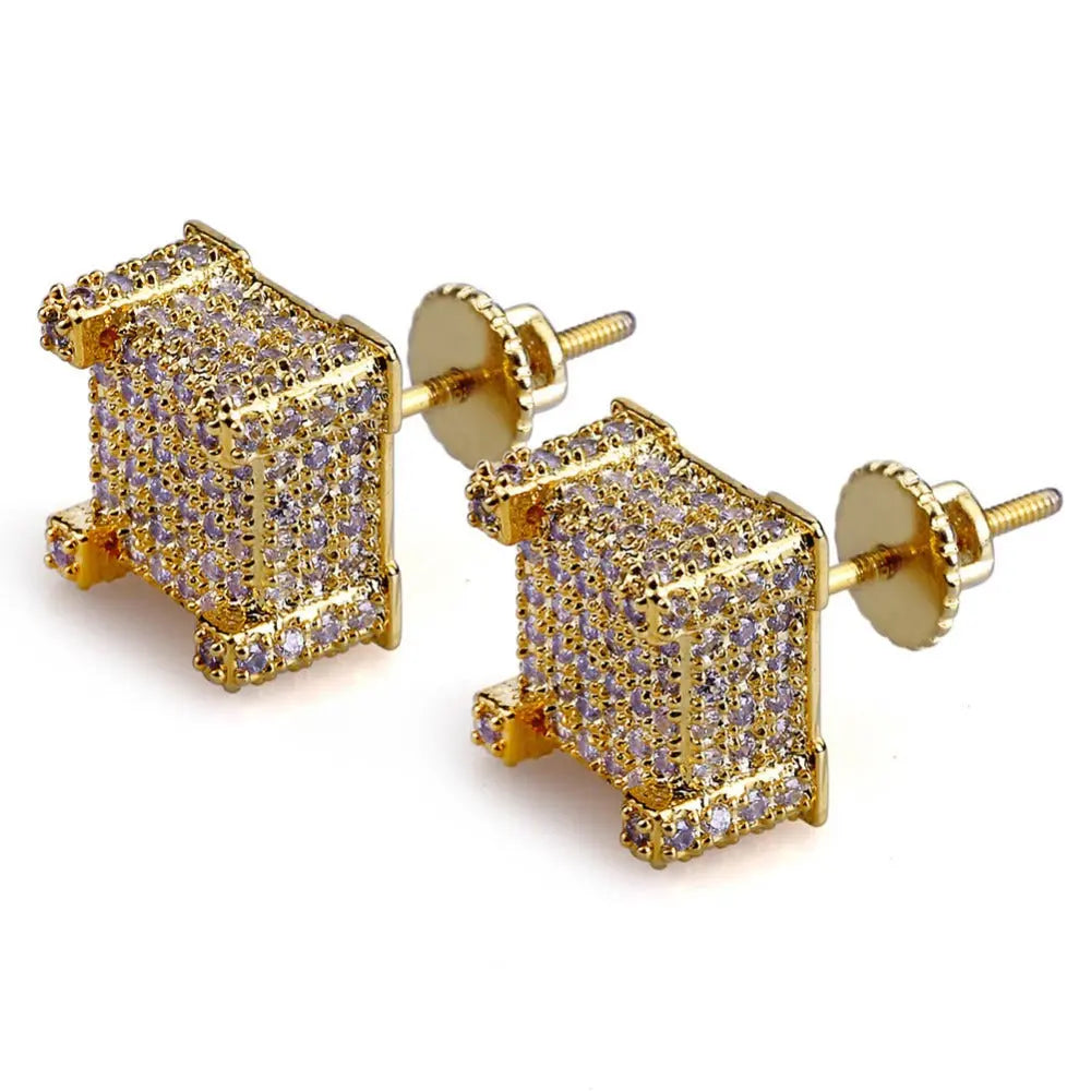 Iced Stud Earrings in Yellow Gold | Default Title - The Icetruck
