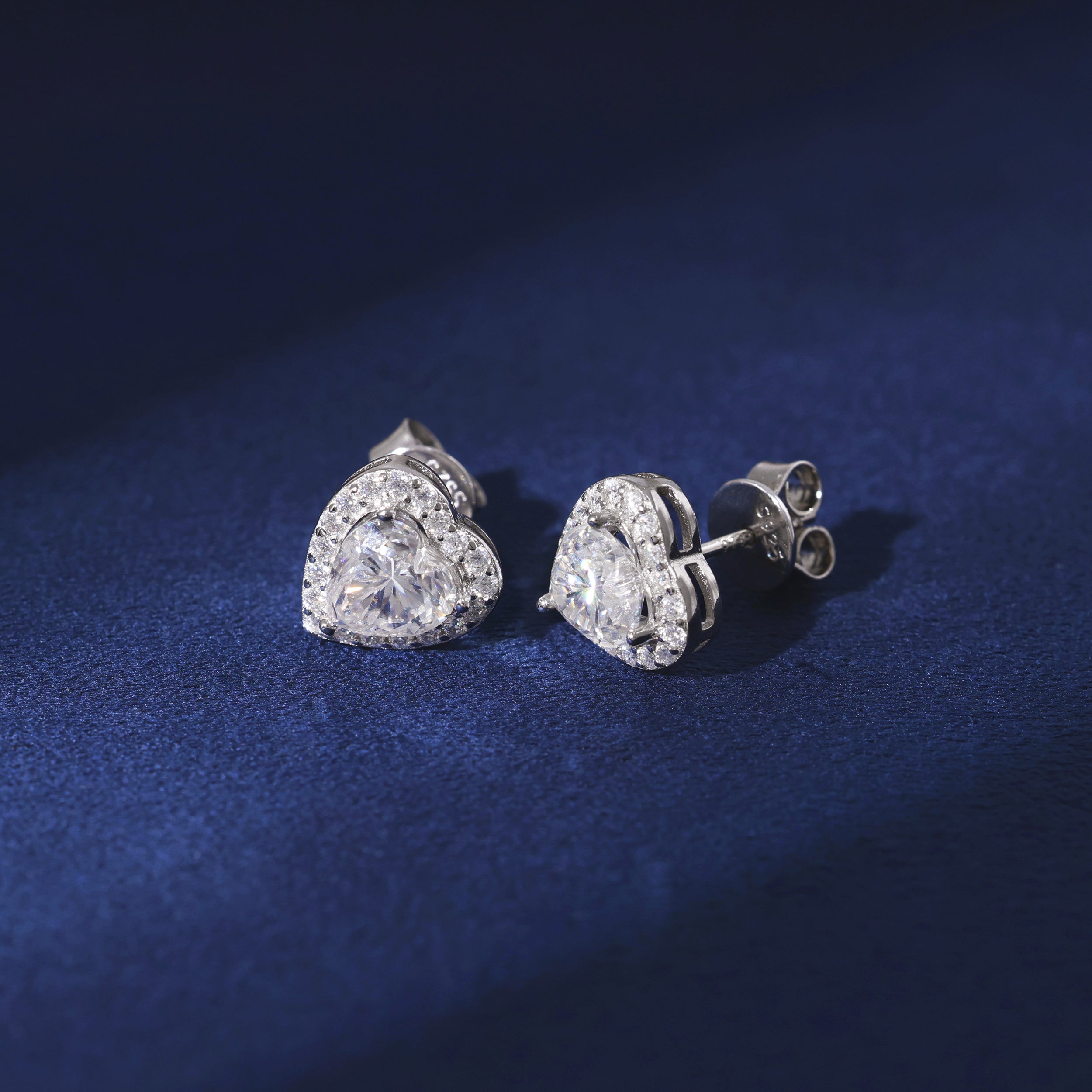 Moissanite Clustered Heart Earrings in 925 Silver