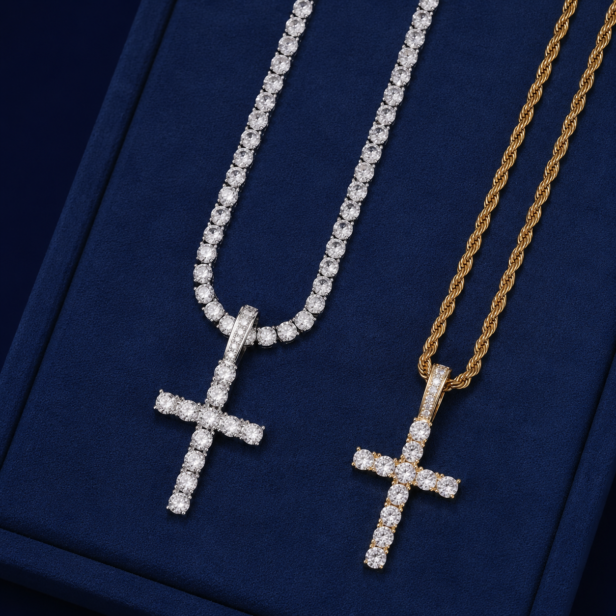 S925 Moissanite Tennis Cross Pendant