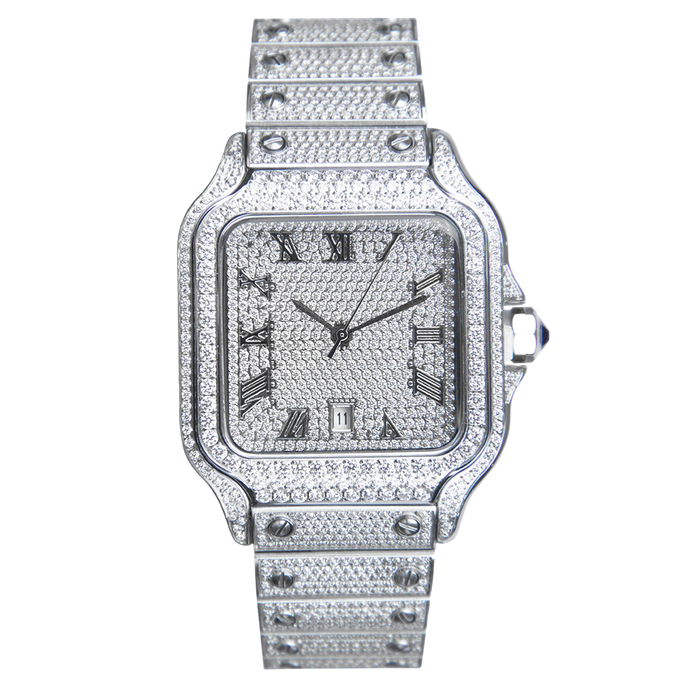 Iced Royale Saints Watch in White Gold