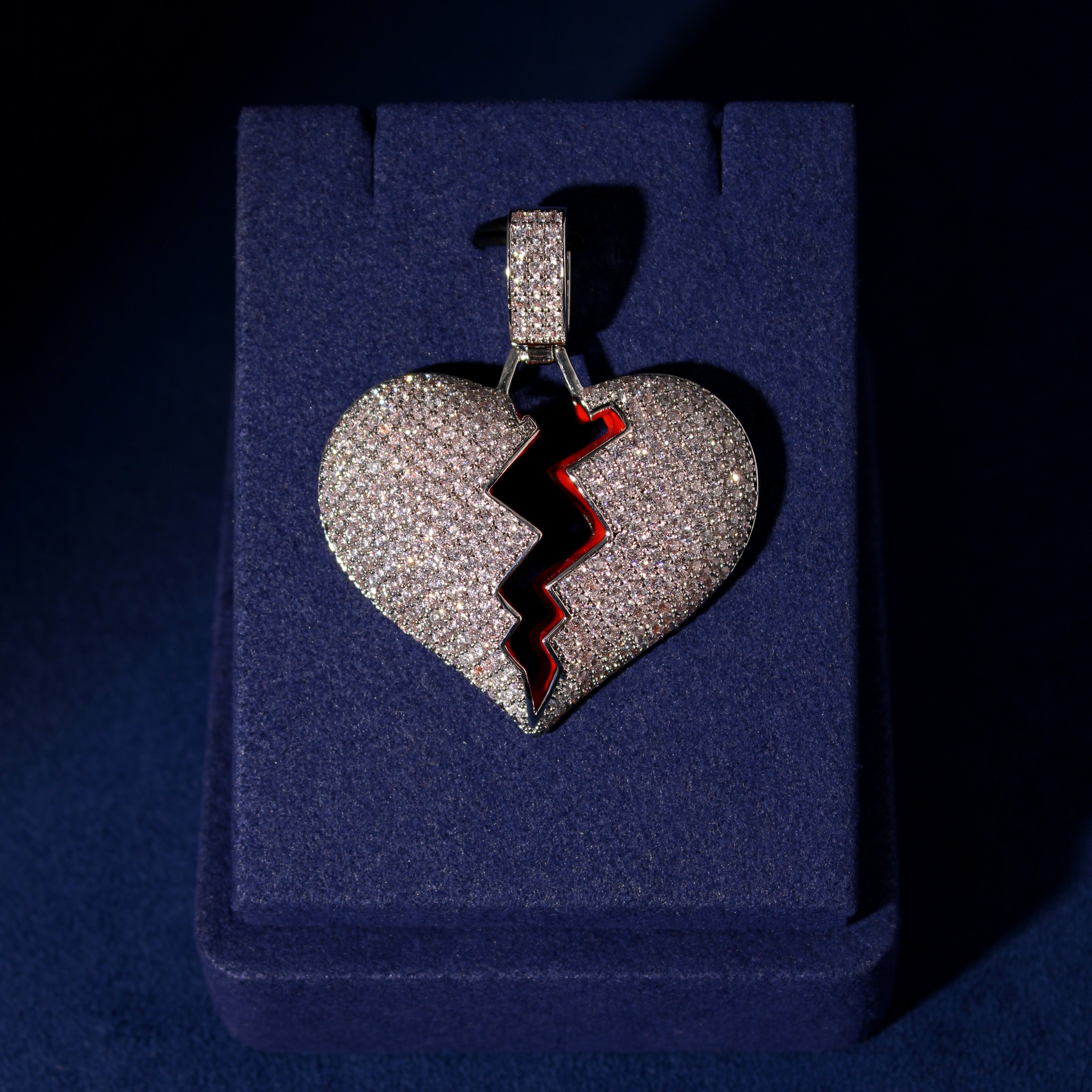 Iced Broken Heart Pendant