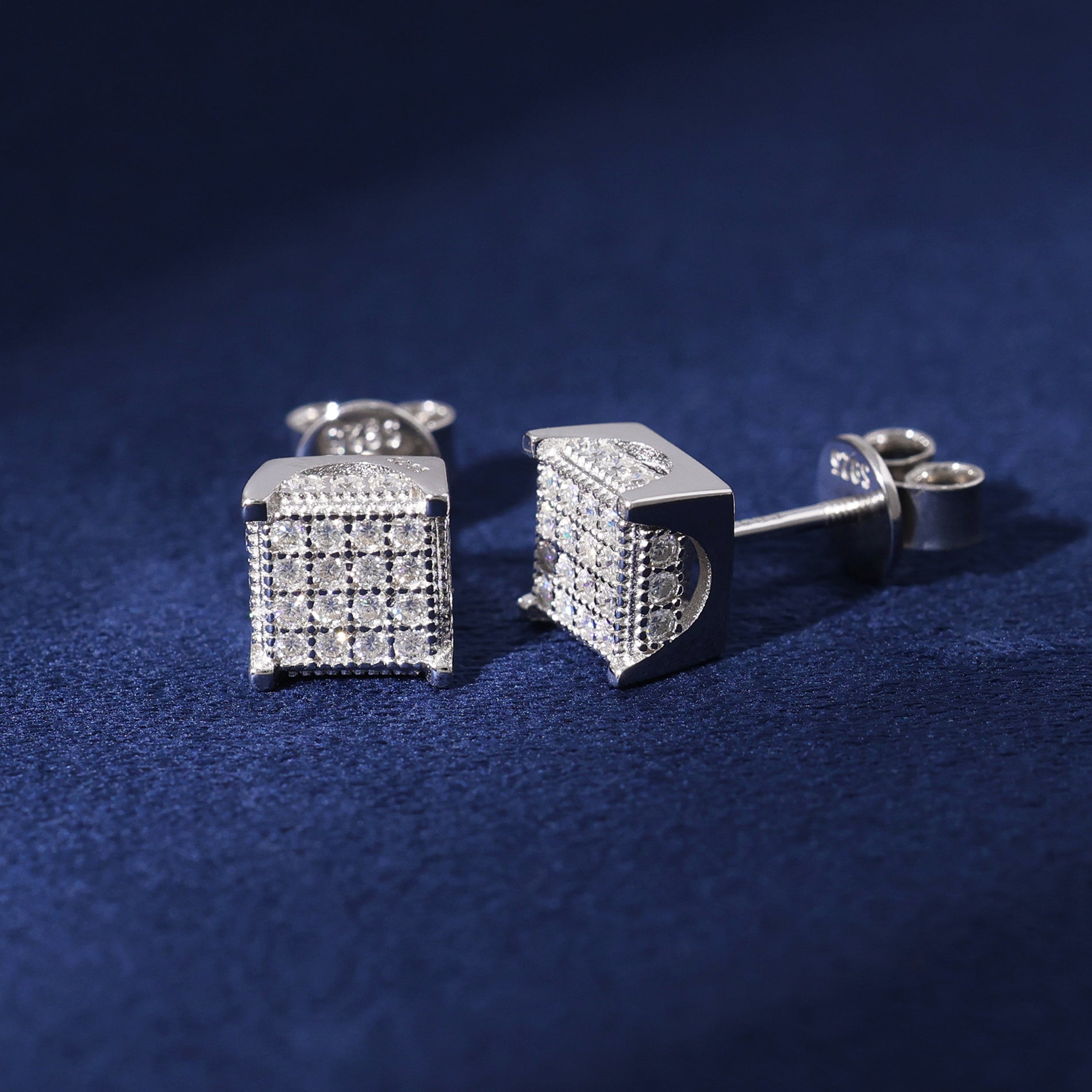 Moissanite Square Stud Earrings in 925 Silver