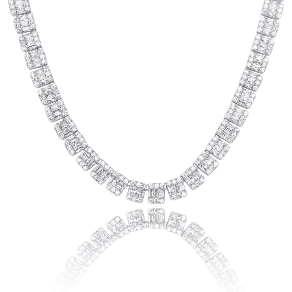 Invisible Baguette Tennis Chain in White Gold | - The Icetruck