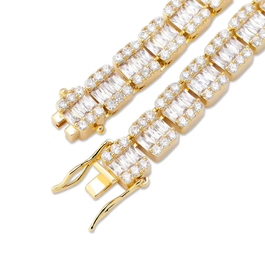 Invisible Baguette Tennis Chain in Yellow Gold | - The Icetruck