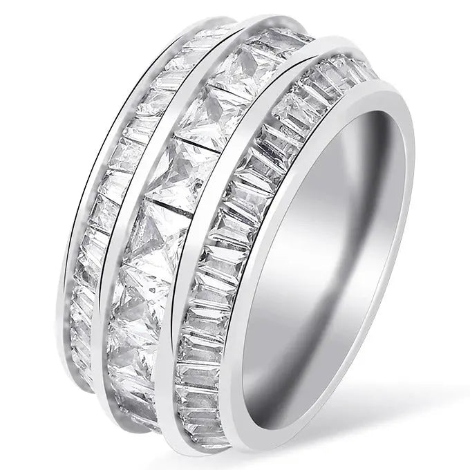 Layered Baguette Band Ring in White Gold 1164.7mm925Silvermadetoorder  The Icetruck