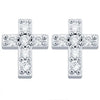 Cargar imagen en el visor de la galería, Mini Iced Cross Earrings in 14k White Vermeil   The Icetruck