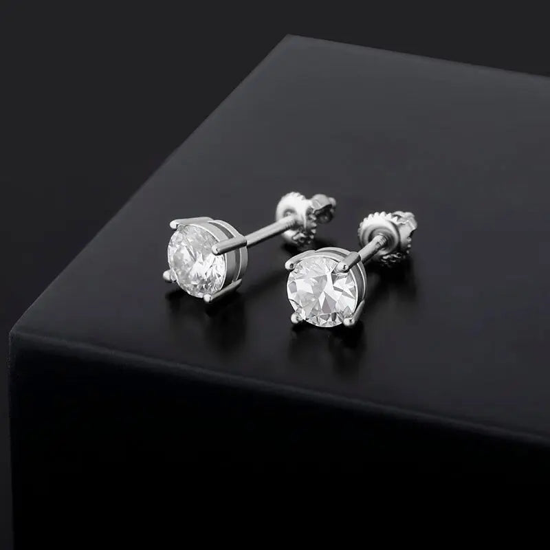 Moissanite Diamond Stud Earrings in White Gold | - The Icetruck