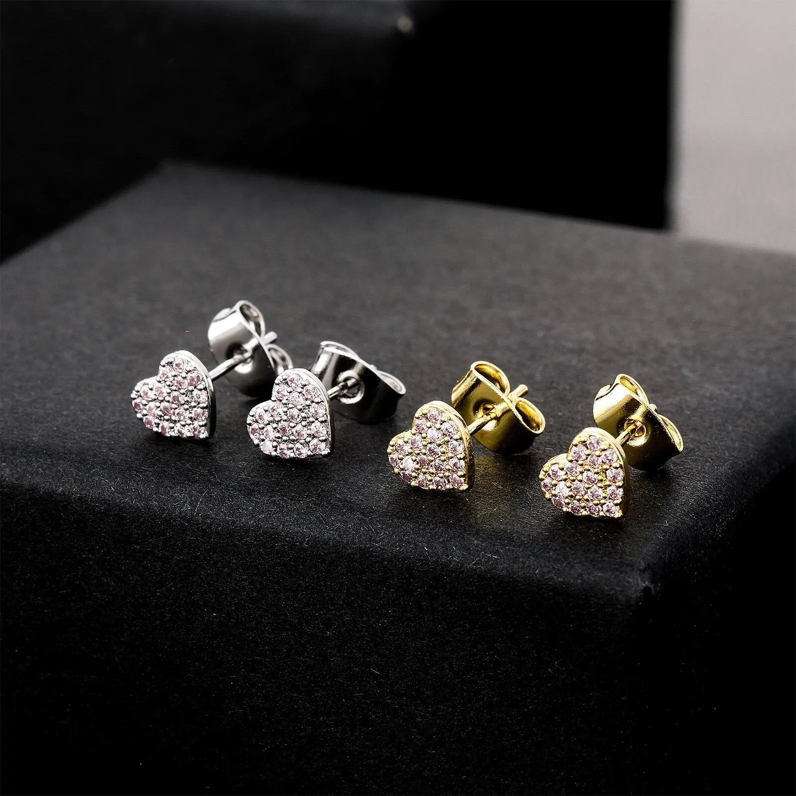Pink Diamond Heart Earrings in Yellow Gold | - The Icetruck