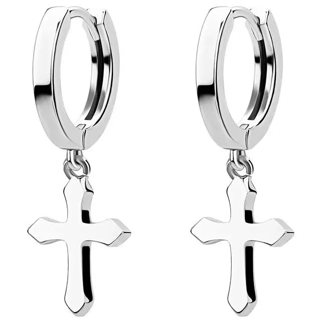 Polished Cross Hoop Earrings in White Gold   The Icetruck