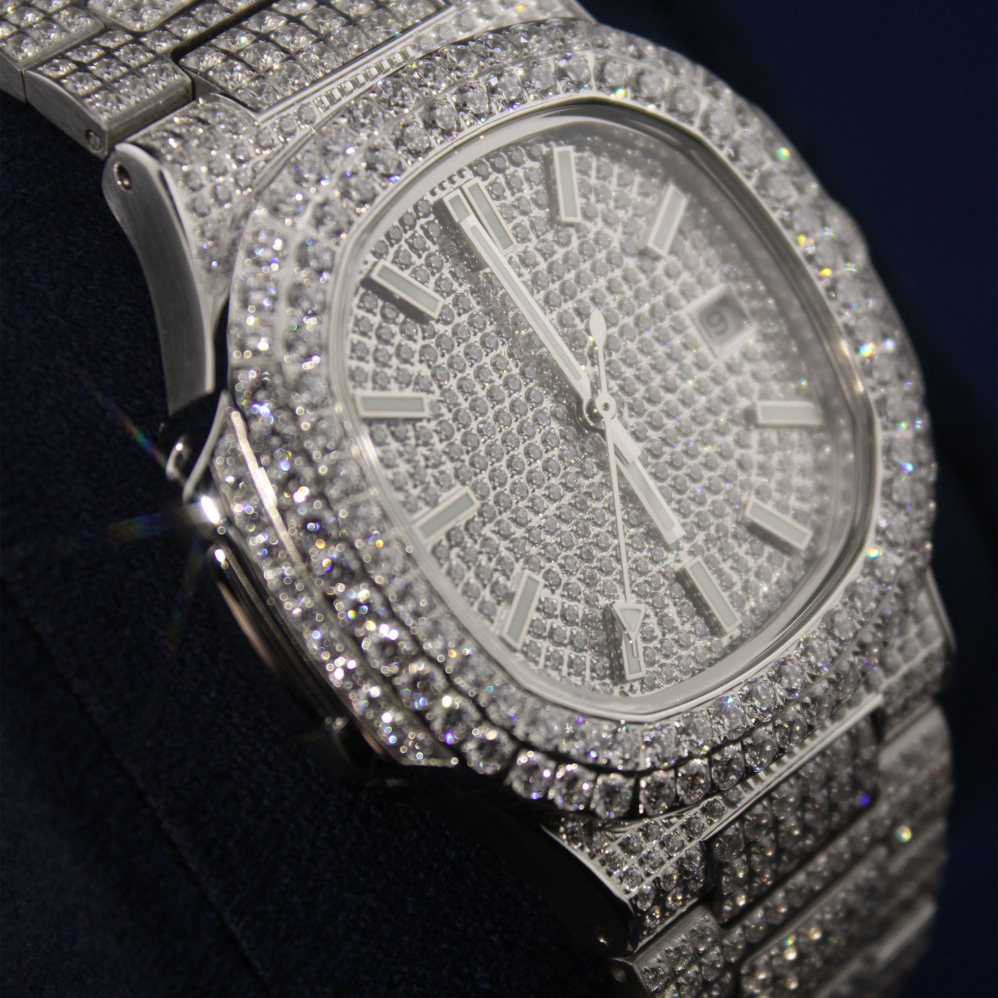 Iced Monarque Watch in White Gold