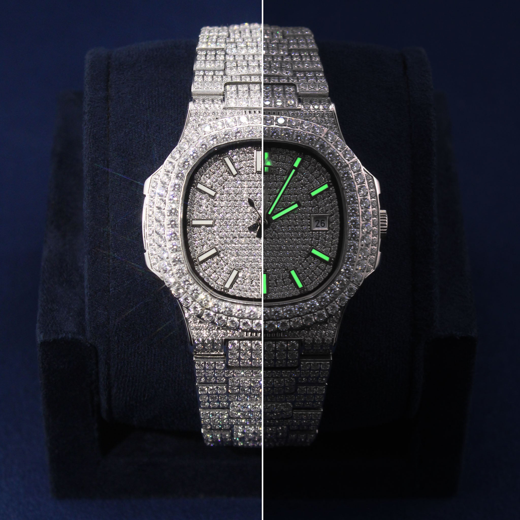 Iced Monarque Watch in White Gold