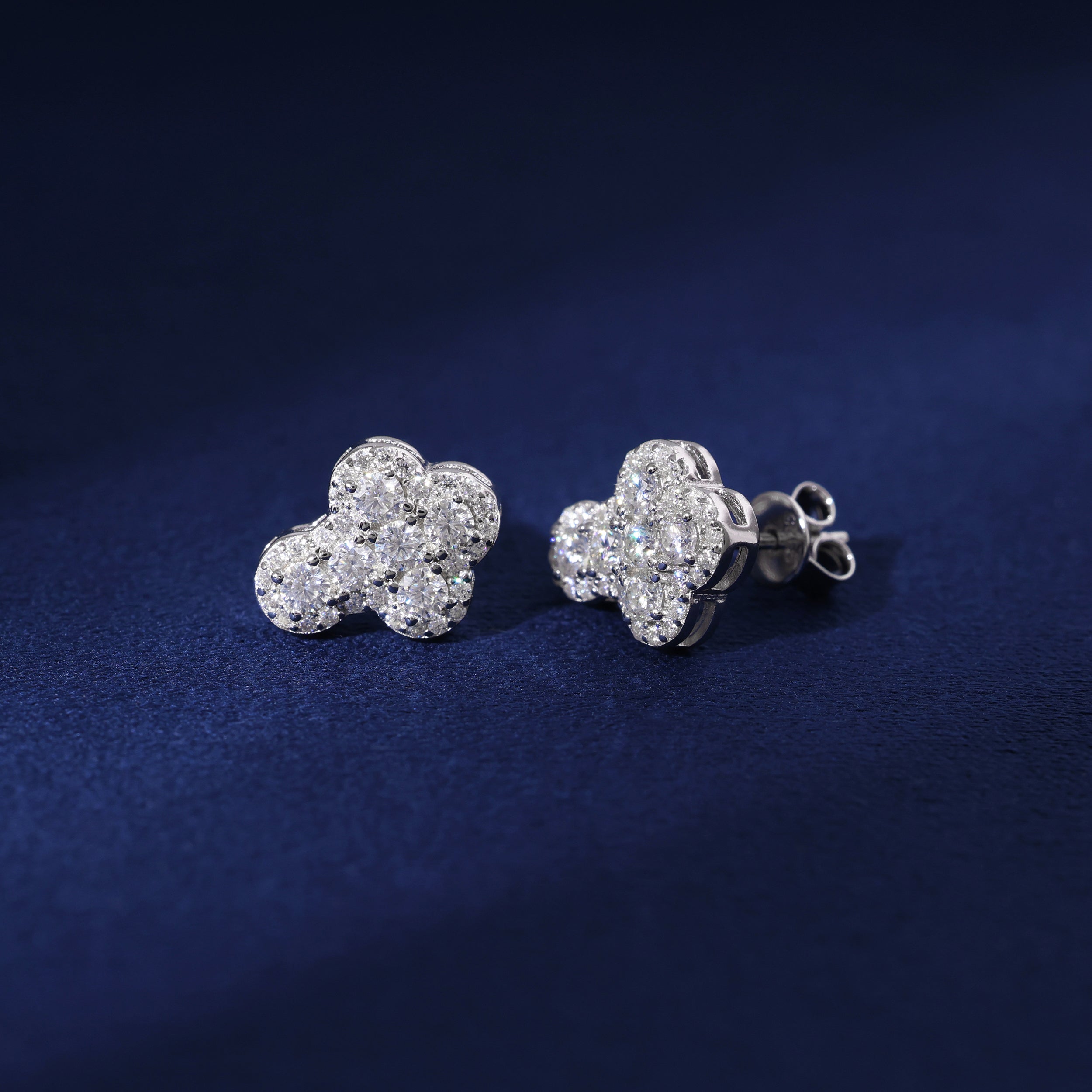 Moissanite Clustered Cross Earrings in 925 Silver