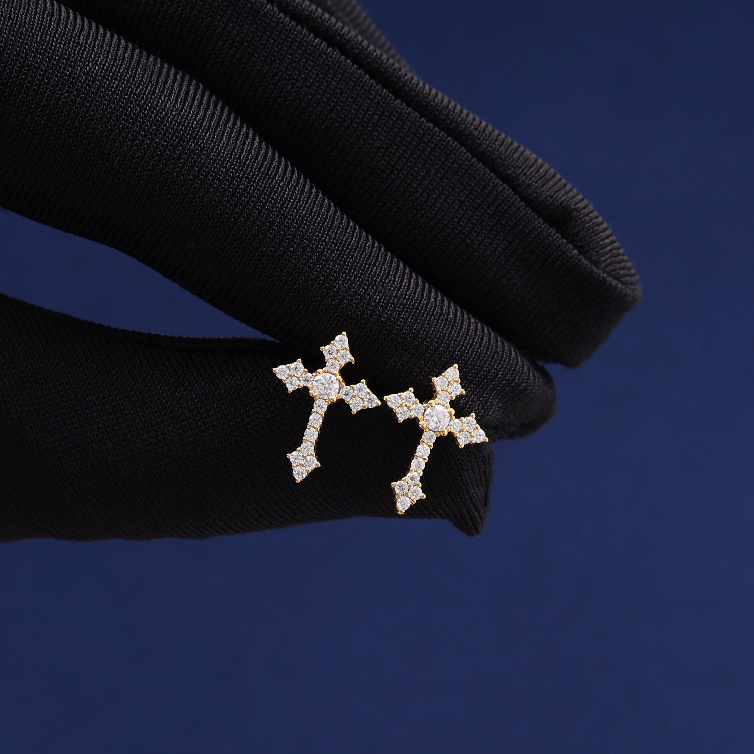 Moissanite Cross Earrings in Gold Vermeil